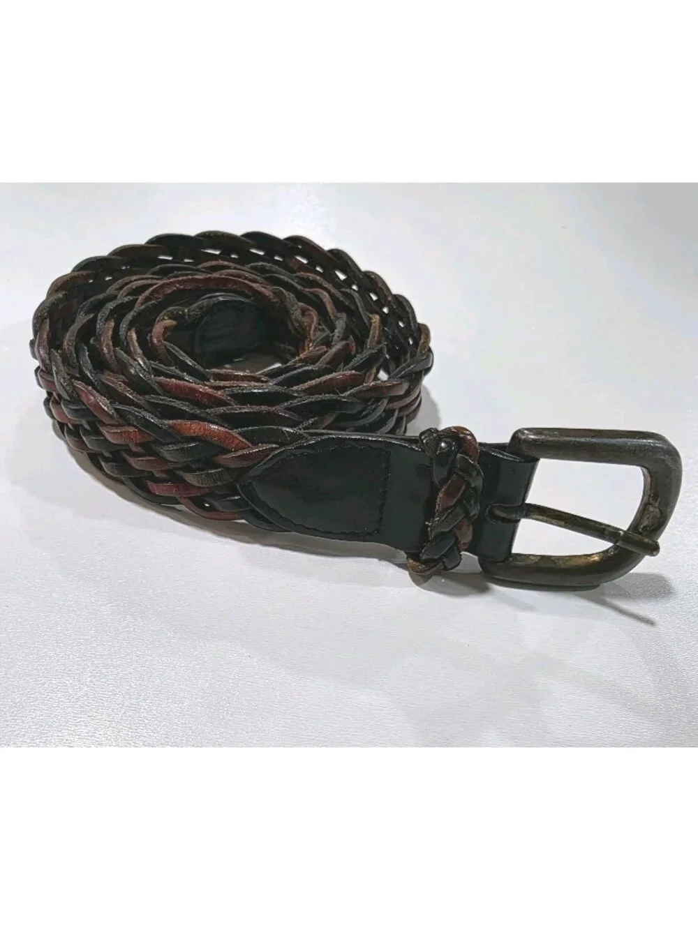 Vintage Leather Belt Unisex‎ Rainbow Multicolor Woven Braided Sz 40 Turkey